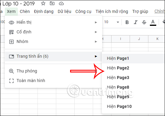 Hiện sheet Google Sheets bị ẩn