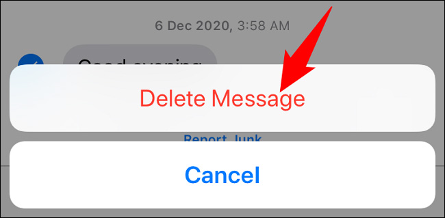 Chọn “Delete Message”
