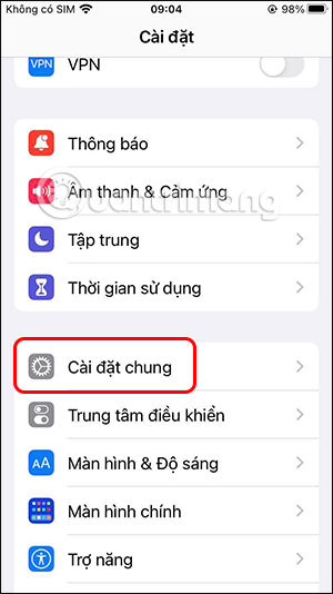 Cài đặt chung trên iPhone