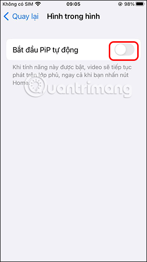 Tắt PiP tự động trên iPhone
