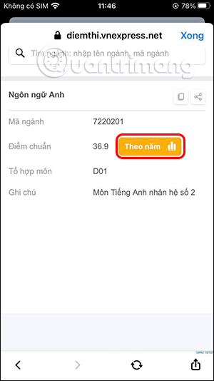Xem điểm chuẩn từng năm