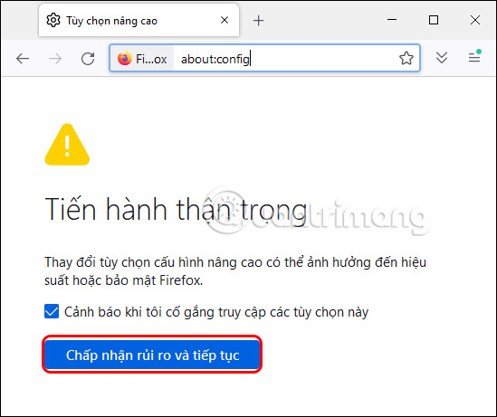 Truy cập trang quản lý Firefox