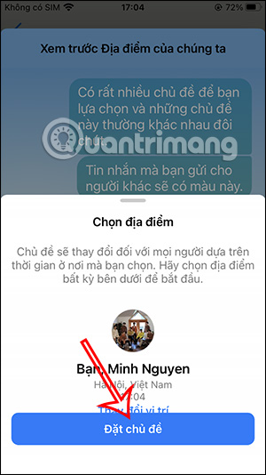 Đặt theme vị trí cho Messenger