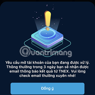 Thông báo đăng ký thành công xuất hiện