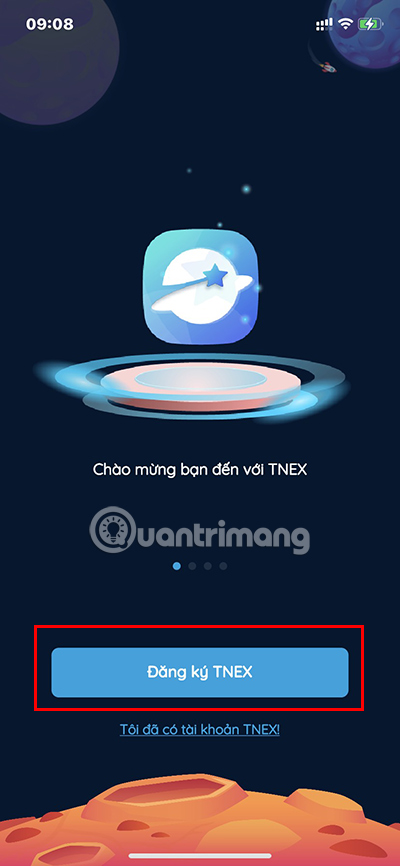 Chọn Đăng ký TNEX