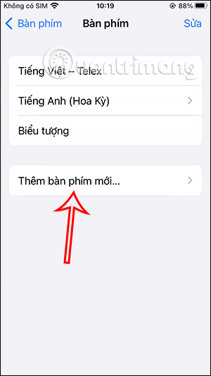 Thêm bàn phím trên iPhone