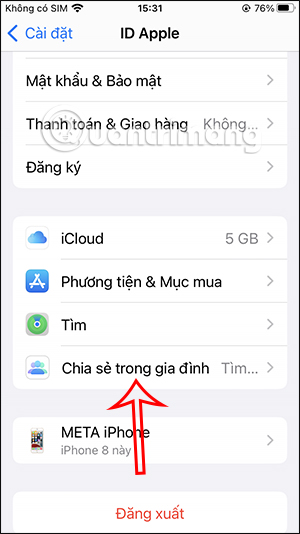 Chia sẻ trong gia đình iPhone