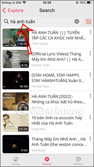 Tìm kiếm video trên MeMusic