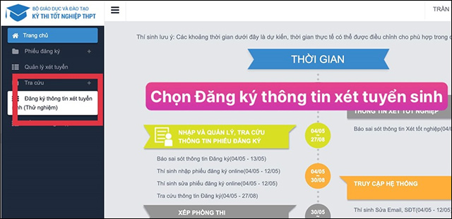 Đăng ký thông tin xét tuyển