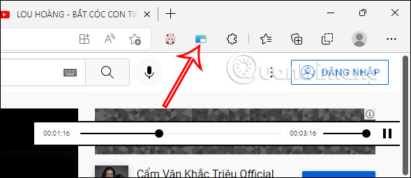 Biểu tượng tiện ích điều khiển video trên Edge 