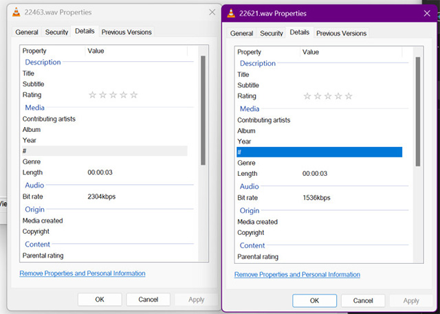 Khác biệt về bit rate