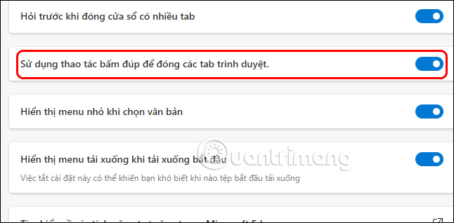 Bật click đúp tắt tab Edge