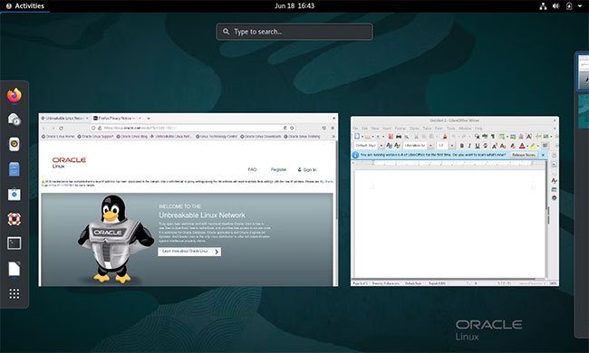 Desktop Oracle Linux với Firefox và LibreOffice