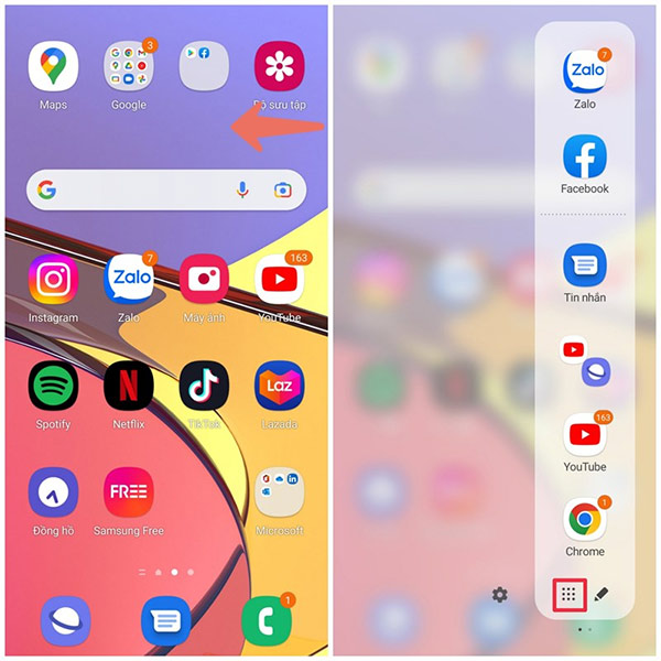 Bật bảng bên cạnh trên Samsung