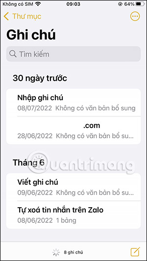 Ghi chú trên iPhone