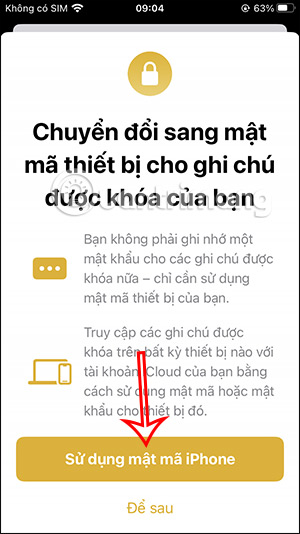 Sử dụng mật khẩu iPhone
