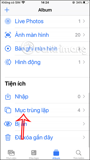 Mục trùng lặp trên iPhone