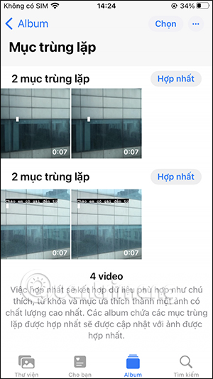 Video iPhone trùng nhau