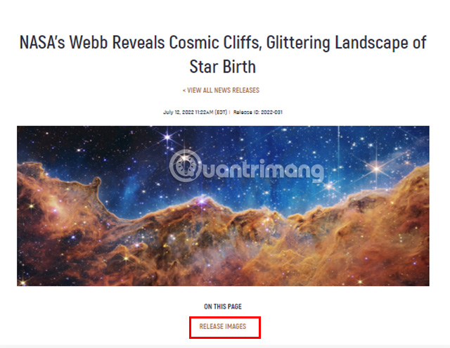 Chọn vào mục Release Images