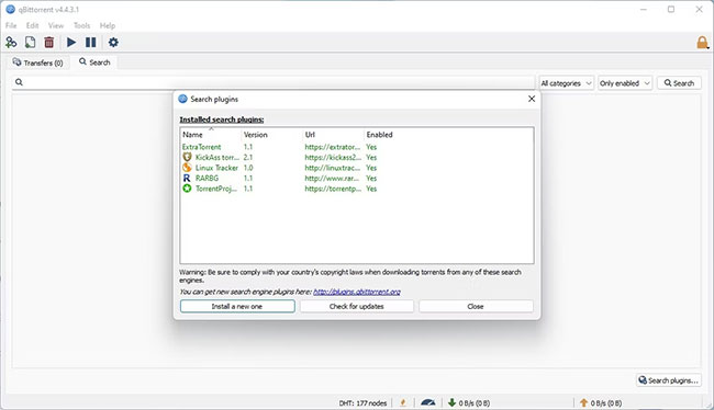 Plugin đã cài đặt trong qBitTorrent