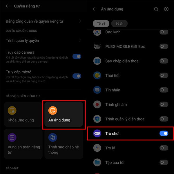 Tính năng ẩn ứng dụng trên Realme