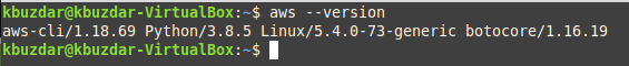 AWS-CLI đã được cài đặt thành công