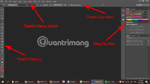 Giao diện chính của Photoshop CS6