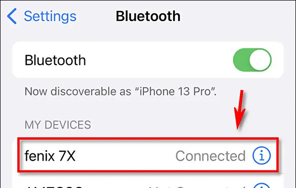 Chọn thiết bị Bluetooth trên iPhone