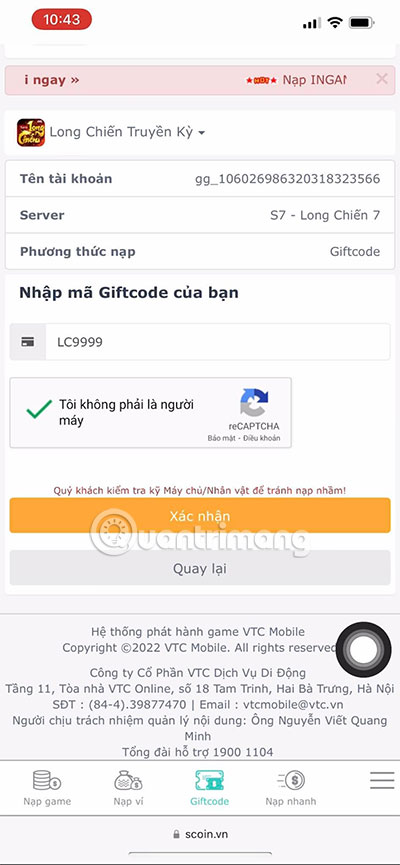nhập code long chiến truyền kỳ