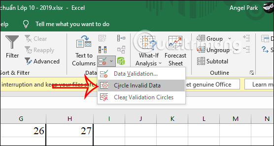 Cách khoanh tròn dữ liệu không hợp lệ trong Excel - Ảnh minh hoạ 4