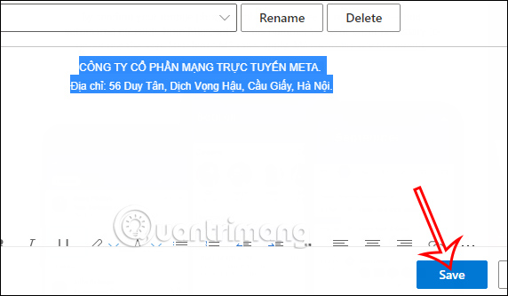 Nhập chữ ký mới trên Outlook nền web