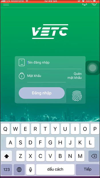 Đăng nhập tài khoản VETC