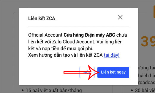 Liên kết tài khoản với ZCA