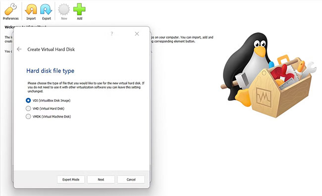 Chỉ định loại file ổ cứng