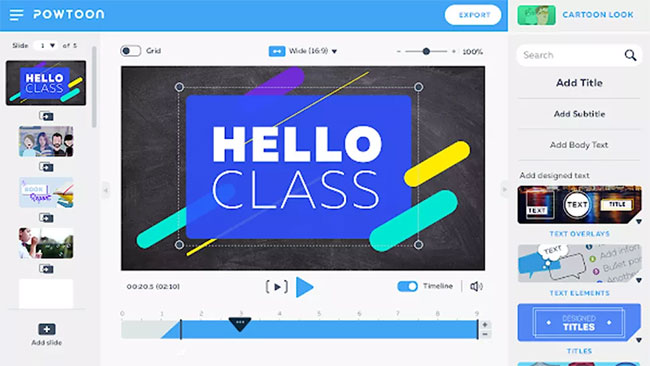 Powtoon cho phép tạo video từ các slide thuyết trình