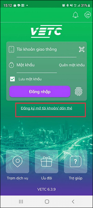 Đăng ký tài khoản VETC