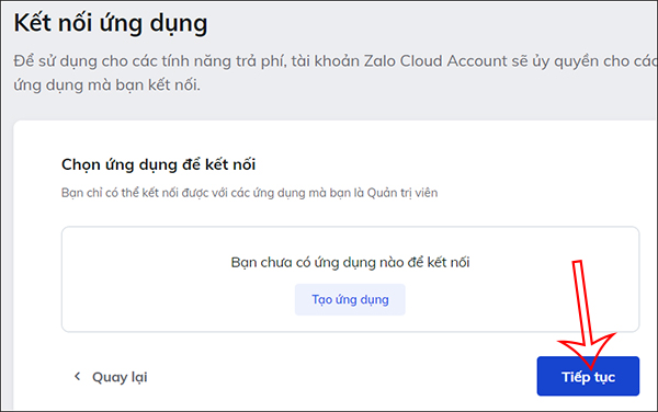 Tạo ứng dụng Zalo Cloud Account