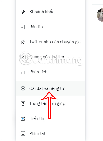 Cài đặt trên Twitter PC