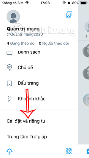 Cài đặt tài khoản Twitter