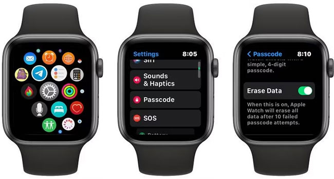 Cách bật tính năng xóa dữ liệu trên Apple Watch