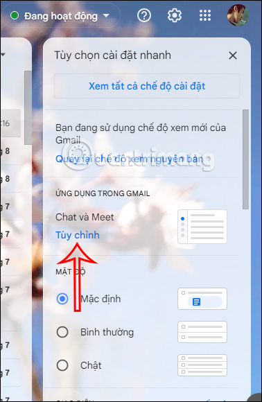 Tùy chỉnh thanh Meet và Chat 