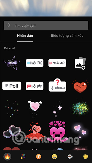 Chọn nhãn dán video TikTok
