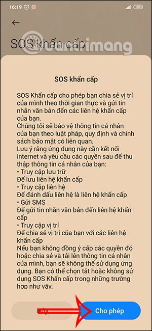Cho phép truy cập khẩn cấp