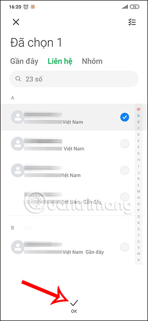 Chọn thêm liên hệ khân cấp