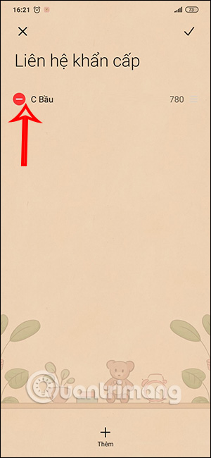 Xóa số liên hệ SOS