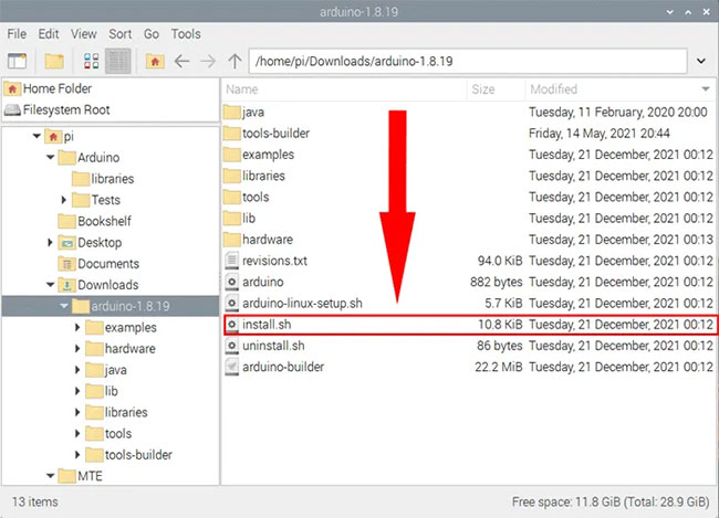 Nhấp đúp vào file “install.sh”