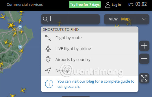 Tìm kiếm chuyến bay trên Flightradar24