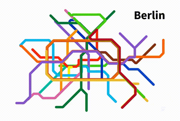 Bản đồ tàu điện ngầm ở Berlin (Đức) so với thực tế.