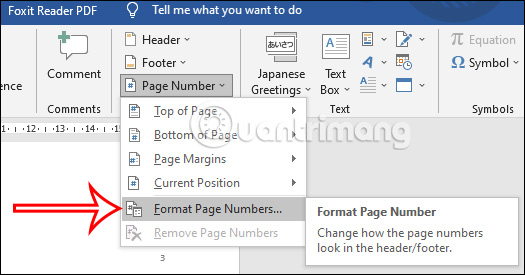 Format Page Number… nhập Word 