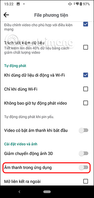 Tắt âm thanh trên Facebook Android